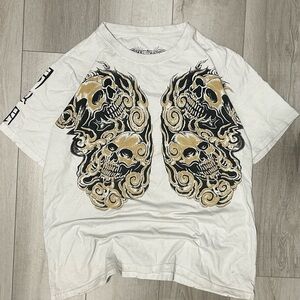 Affliction Paul Jeffries Red Label Signature Series Skull And Wings T Shirt